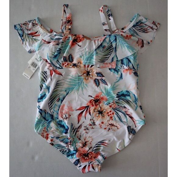 Raisins Curve H840581 Women's Plus Sz 14W White Tortuga One-Piece Swimsuit - Picture 8 of 13